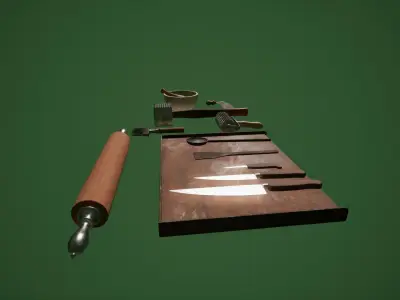 Victorian Kitchen utensil kit 01 Low-poly 3D model