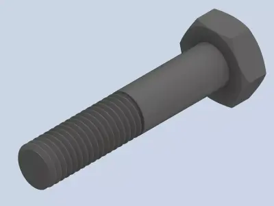 Bolt Partial Thread Hexagonal Head M10x50mm 3D model