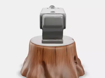 Dark Forged Anvil On Stump Low-poly 3D model