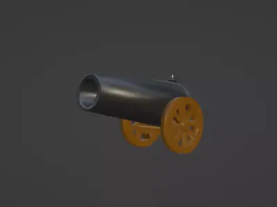 Low Poly Modular Cannon Free low-poly 3D model