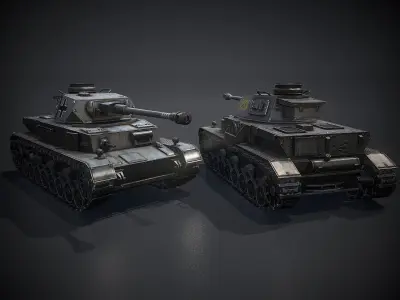 Low Poly Panzer IV G medium tank Low-poly 3D model