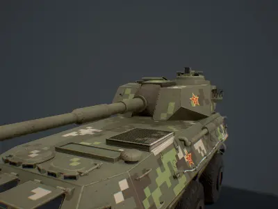 PTL-02 military tank in camouflage Low-poly 3D model