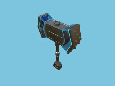 Medieval War Hammer 03 Blue Elemental - Fantasy Weaponry Low-poly 3D model