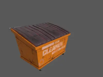 Dumpster orange trash can Low-poly 3D model