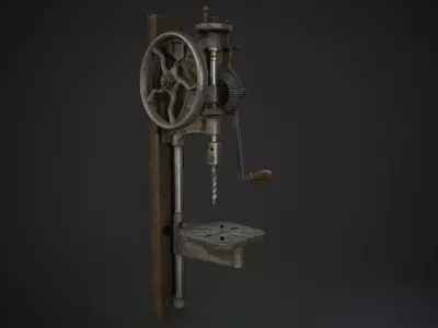 Hand Crank Drill Press Low-poly 3D model