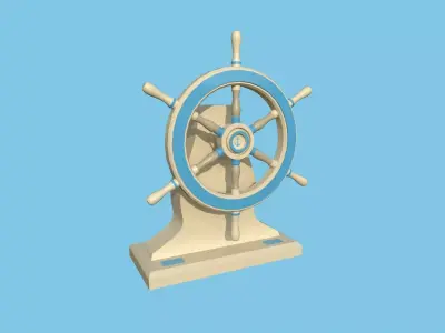 Pirate Ship Wheel 05 - Blue Cartoon - Helm Interior Parts Low-poly 3D model