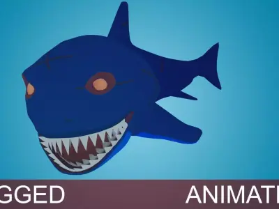 Shark rigged animated Low-poly 3D model purchase