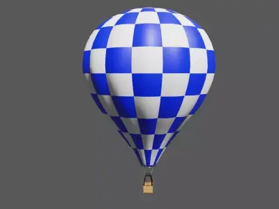 Blue Checkered Balloon - Balao Azul Quadriculado Low-poly 3D model