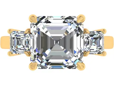 Asscher Stone Engagement Ring 3D print model