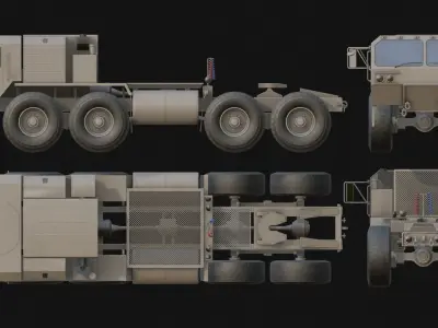 Military Tractor Unit Low-poly 3D model