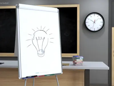 Flip Chart Stand with Sketch 3D model