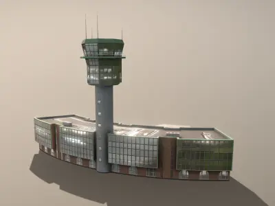Airport Control Tower LIRN KDP Naples International Airport   Low-poly 3D model