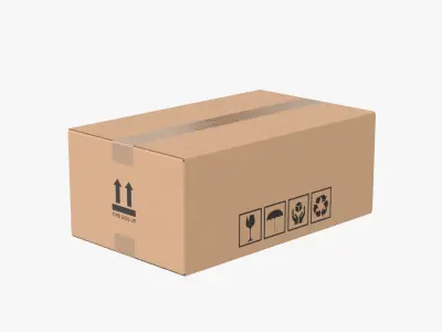 Cardboard Box 50x30x20 Closed 3D model