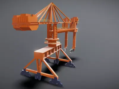 Port transportation crane animation 3D model