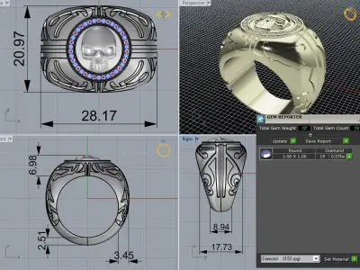 Scull diamond ring   473 3D print model