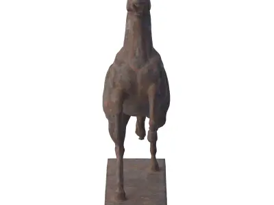 Rearing horse rusted statues Low-poly 3D model