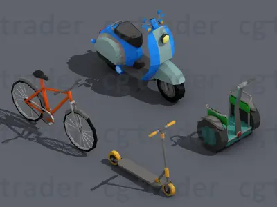 Low Poly Transport Person Isometric Low-poly 3D model