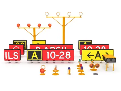  Airport signs and lights PBR set 