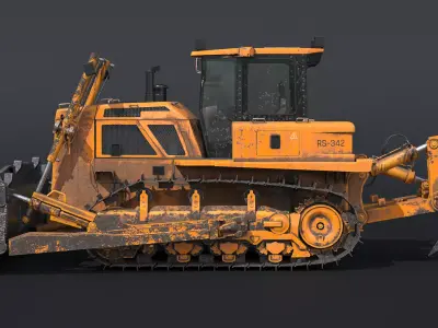 Generic Modern Bulldozer PBR Wear 3D model