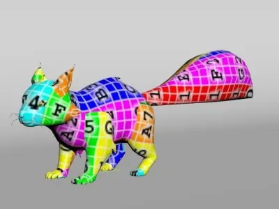 Squirrel colorful Low-poly 3D model