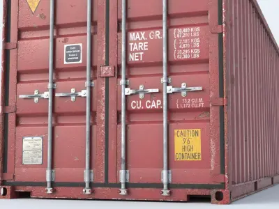 Cargo Container Red 40 feet PBR 3D model