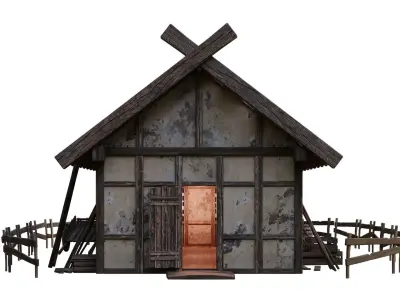 Old Medieval Building House 4K Textures GameReady 54 Low-poly 3D model