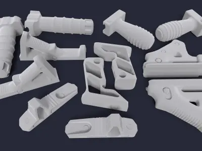Grips camouflage gun parts Low-poly 3D model