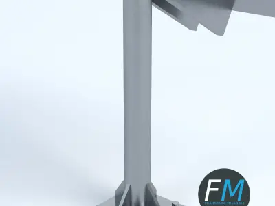 Solar panel on pole stand 3D model