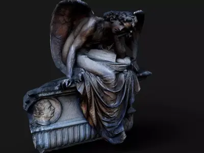ancient ruins angel monument front part PBR photogrammetry Low-poly 3D model