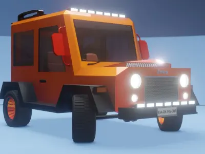 Cartoon Low Poly Rigged Van Low-poly 3D model 3D model 3D model