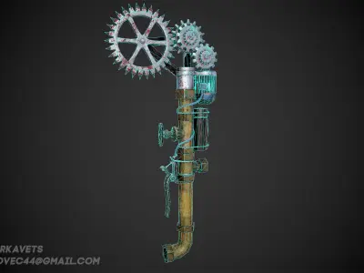  Apacalyptic murder weapon Low-poly 3D model