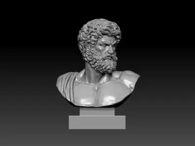 Poseidon Bust - High Detail Greek God Sculpture 3D print model