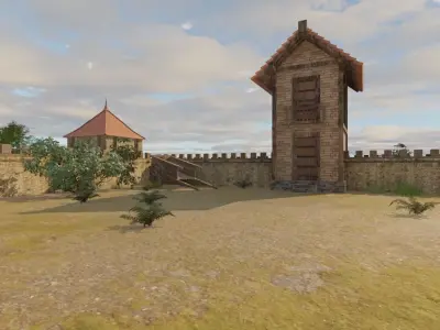 Walled Medieval Settlement 3D model purchase