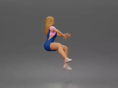 teenage girl carried by a man casual overall outfit sneakers 3D print model