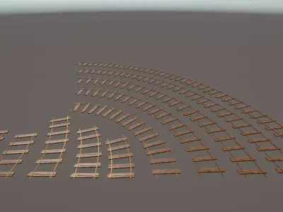 Train Track Kit Low-poly 3D model