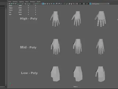 Hands Base Mesh  Low-poly 3D model