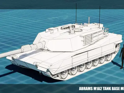 Abrams m1a2 TANK BASE MESH Low-poly 3D model