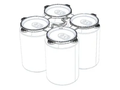 PP Plastic Can Carrier 4-pack 3D model