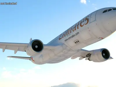 Emirates Airline Commercial Aircraft Airbus A330-200 Rigged for Maya 3D model