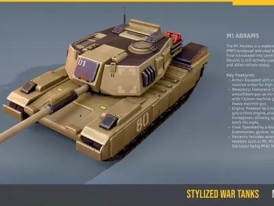 Stylized Tank M1 Abrams Low-poly 3D model