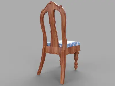 chair wooden with fabric 3D model