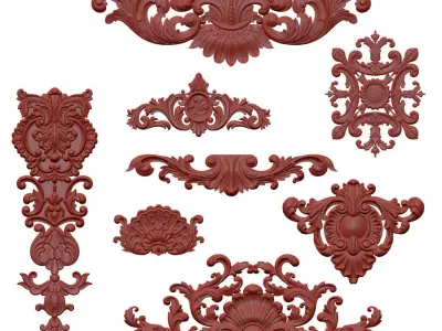 Interior decoration and wooden furniture  3D model