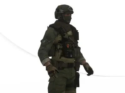 Elite Covert Ops Soldier Realistic Rigged 3D Character Model Low-poly 3D model