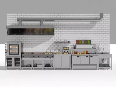 Kitchen Production Line 3D Model Low-poly 3D model