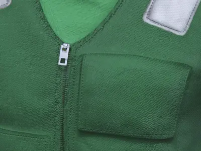 High Visibility Work Vest with Chest Pockets Green Used 3D model