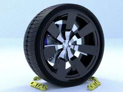 ORTAS CAR RIM 13 GAME READY RIM TIRE AND DISC 3D model