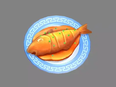 Cartoon Food-Braised Fish Low-poly 3D model