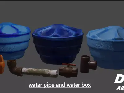 Water Pipe And WaterBox assets Low-poly 3D model