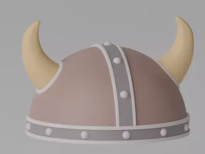 Cartoon Viking Helmet 3D model