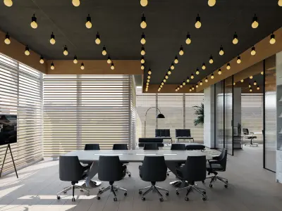 Modern Office Interior with Pantry and Meeting Room 3D model